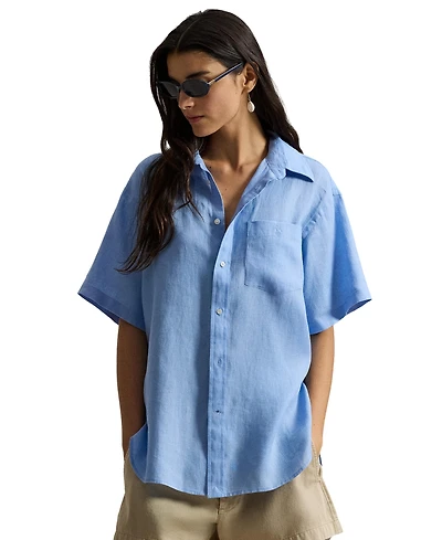 Polo Ralph Lauren Women's Woven Short-Sleeve Collared Top