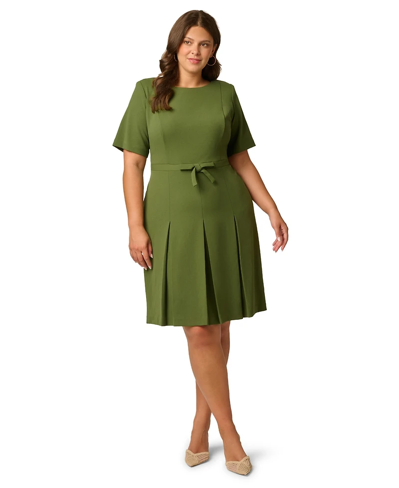 Adrianna Papell Plus Fit & Flare Pleated Bow Dress