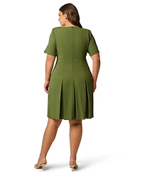 Adrianna Papell Plus Fit & Flare Pleated Bow Dress
