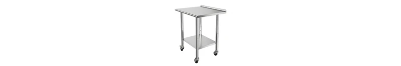 Sugift 24 x 30 In Mobile Stainless Steel Work Table with Wheels and Backsplash for Kitchen Prep