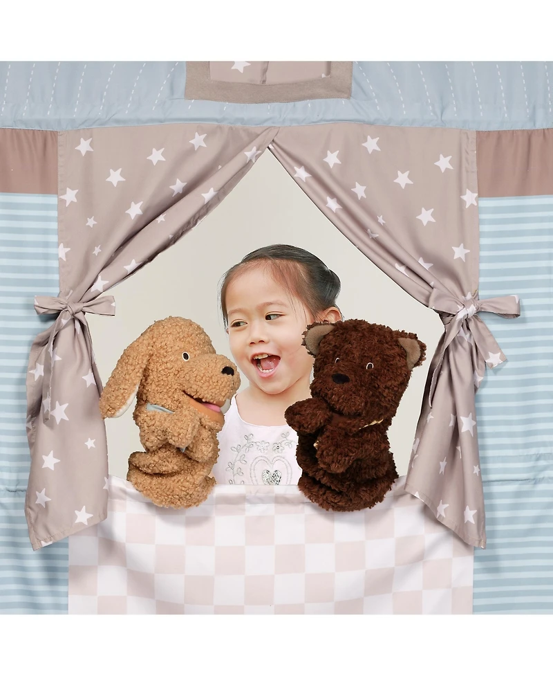 Lambs & Ivy Doorway Puppet Theater Developmental Toy with 2 Luxury Hand Puppets