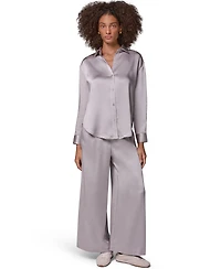 Donna Karan Weekend Women's Satin Long-Sleeve Button-Down Blouse