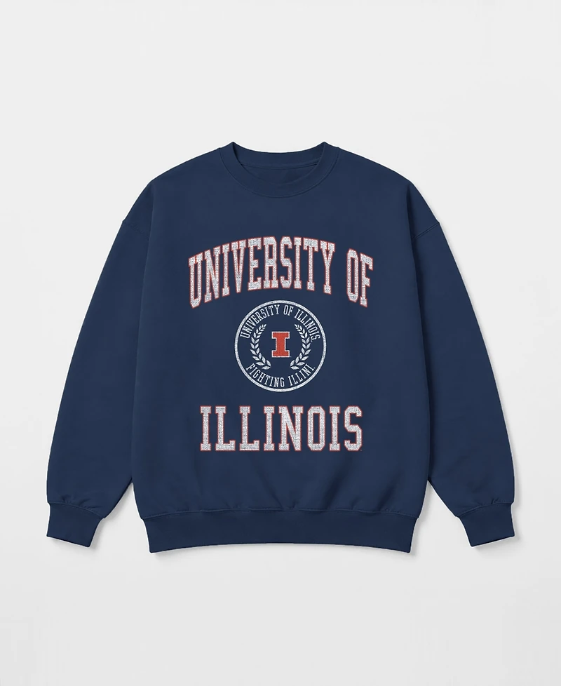 Gameday Couture Women's Illinois Fighting Illini Prime Play Oversized Crewneck Graphic Sweatshirt