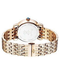 GV2 by Gevril Women's Marsala Tortoise Swiss Quartz Ip Rose Stainless Steel Bracelet Diamond Watch