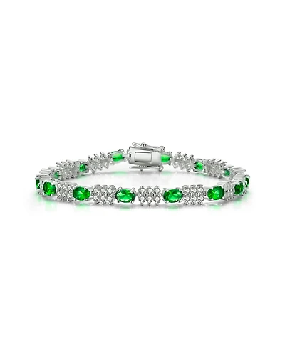 Genevive Sterling Silver Colored Cubic Zirconia Tennis Bracelet