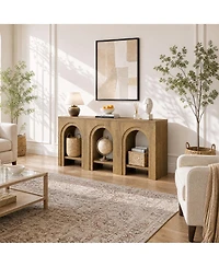 Tribesigns Solid Wood Console Table with Storage, Entryway Table