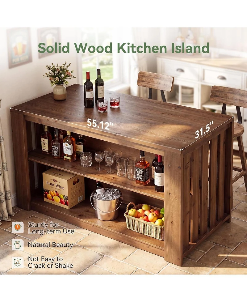 Tribesigns Kitchen Island with Storage, Modern Kitchen Island Table, Large Coffee Bar Table Storage Cabinet