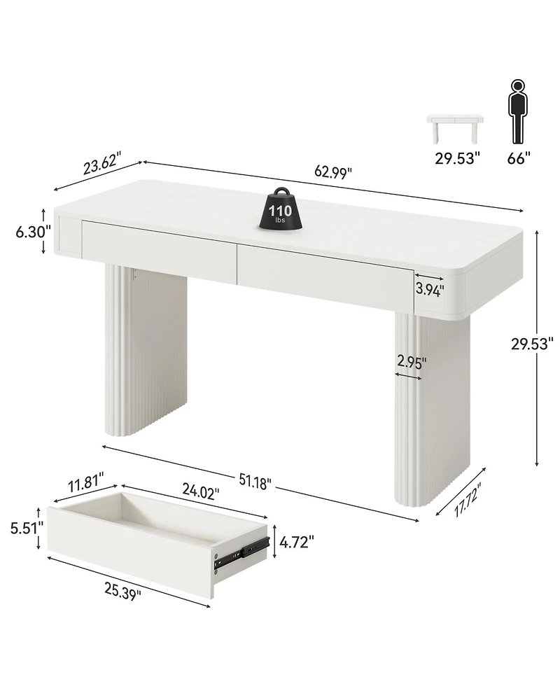 Tribesigns Rectangle Wooden Computer Desk with 2 Drawers, Modern Desk