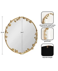 Kate and Laurel Rosella Floral Wall Mirror Metal
