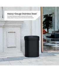 Home Zone Living 18 Gallon Stainless Steel Open Top Trash Can with Semi-Round Flat Back, Black, 68 Liters