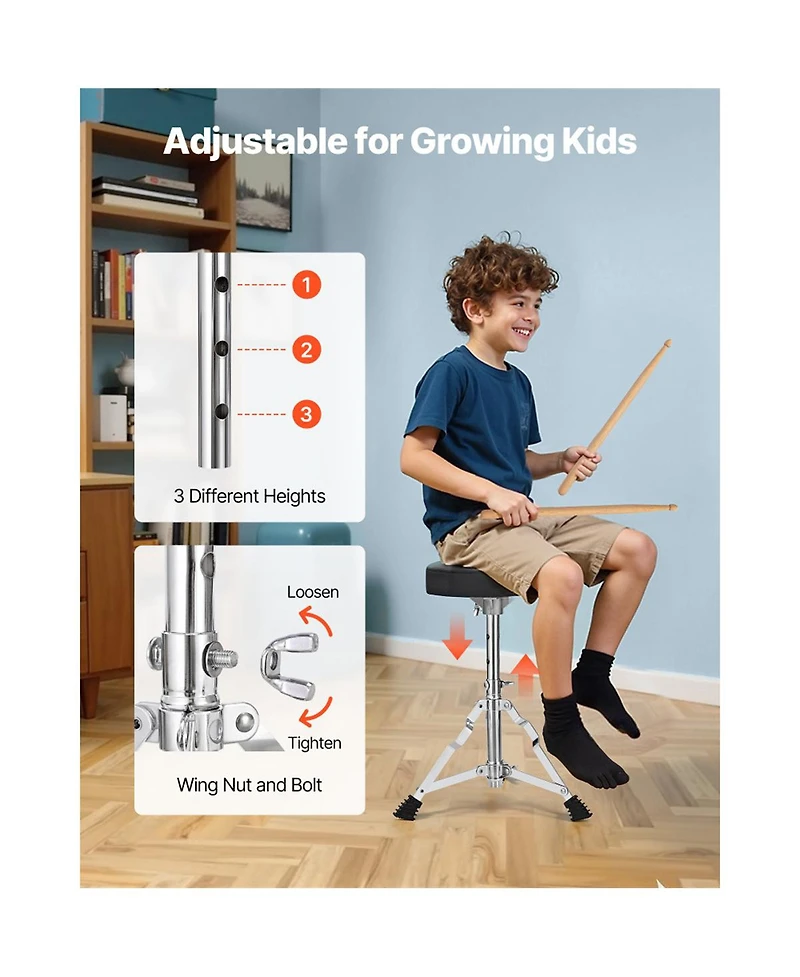 Yobtop Kids Adjustable 5-Piece Drum Set, Ages 6+