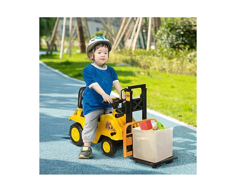 Yobtop Sit and Scoot Forklift Lever-Operated Working Fork Ride-On Toy, 66 lbs, Ages 3+