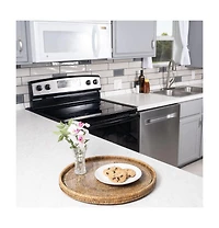 Round Flat Tray with Glass Insert