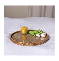 Round Flat Tray with Glass Insert