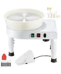 Yobtop Pottery Wheel for Home Diy - 14 in Ceramic Forming Machine, Foot Pedal Speed Control, Detachable Basin with Lift Leg, Complete Accessories