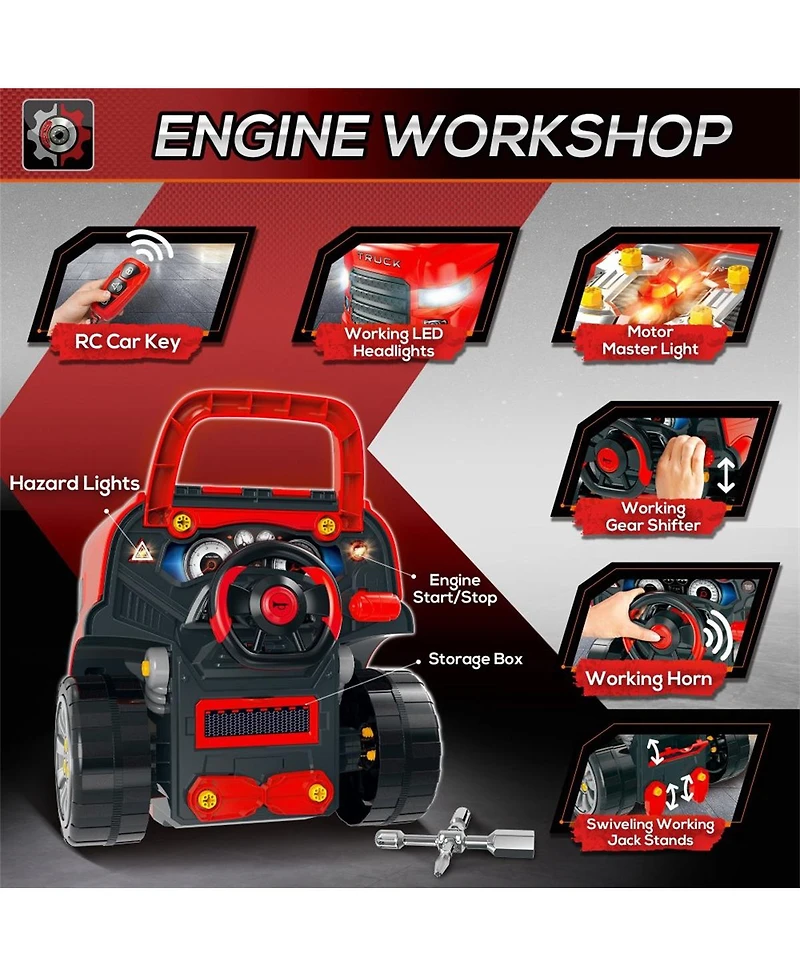 Yobtop Truck Mechanic Engine Disassembly 61-Piece Playset, Ages 3+