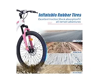 Yobtop 24-Inch Mountain Bike, Steel Frame, Suspension Fork, Double Disc Brake, 220 lb. Capacity, Ages 9-12