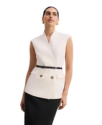 The Fold Women's Nera Double-Breasted Sleeveless V-Neck Waistcoat