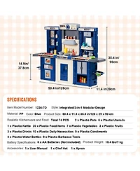 Yobtop 3-in-1 Kids Kitchen Playset with 74 Accessories, Ages 3+