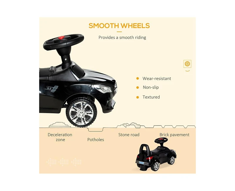 Yobtop Kids Ride On Push Car - Foot-to-Floor Walking Sliding Toy Car for Toddler with Working Horn, Music, Headlights and Storage
