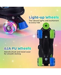 Sugift Quad Roller Skates for Kids and Teens with Expandable Sizing and Light-Up Wheels Ages 9-14