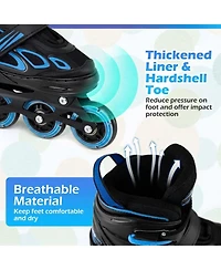 Sugift Youth Inline Skates Expandable 4 Sizes with Self-Powered Led Wheels and Toe Shield Ages 7-9