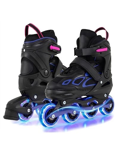 Sugift Kids Inline Skates with Low-Noise Brake Illuminating Wheels and 4-Size Adjustment Ages 9-14