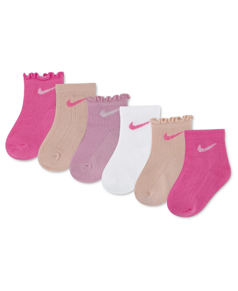 Nike Baby Girls' 6M-4T Textured Ankle Socks, 6-Pack