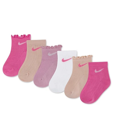 Nike Baby Girls' 6M-4T Textured Ankle Socks, 6-Pack