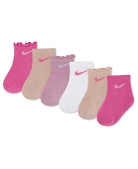 Nike Baby Girls' 6M-4T Textured Ankle Socks, 6-Pack
