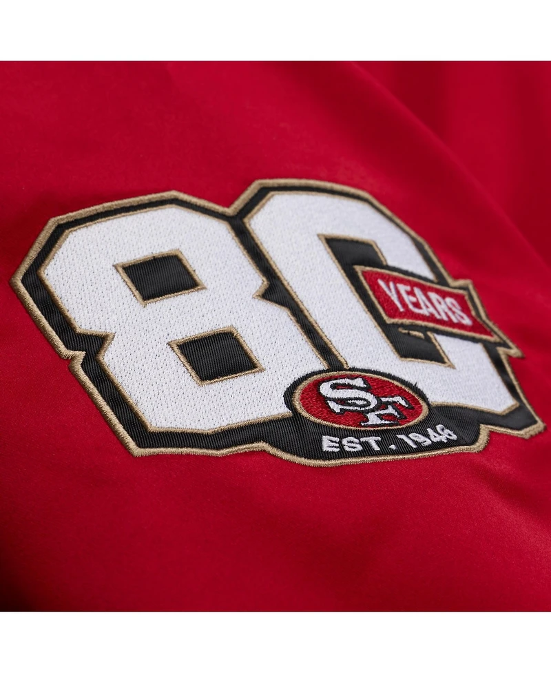 Mitchell & Ness Men's Scarlet San Francisco 49ers 80th Anniversary Heavyweight Satin Full-Snap Jacket