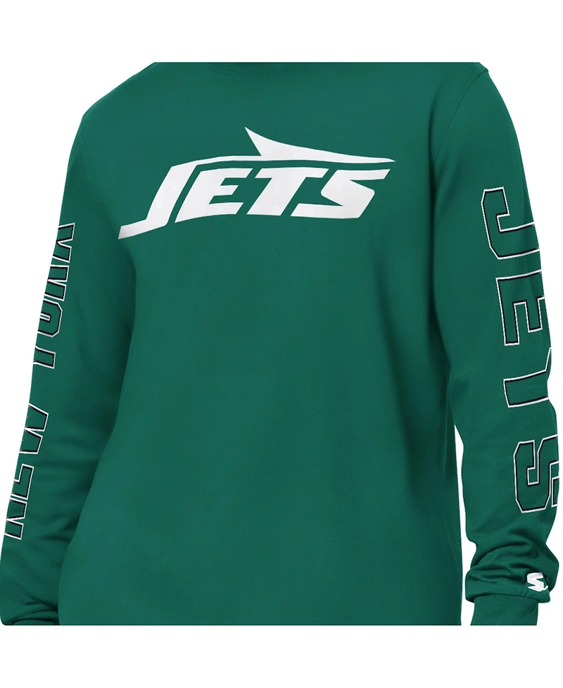 Starter Men's Green New York Jets Clutch Hit Ii Long-Sleeve T-Shirt
