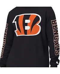 Starter Men's Black Cincinnati Bengals Clutch Hit Ii Long-Sleeve T-Shirt