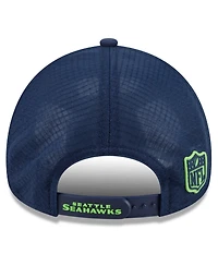 New Era Men's College Navy Seattle Seahawks 2026 Sideline Apex 9FORTY Adjustable Trucker Hat