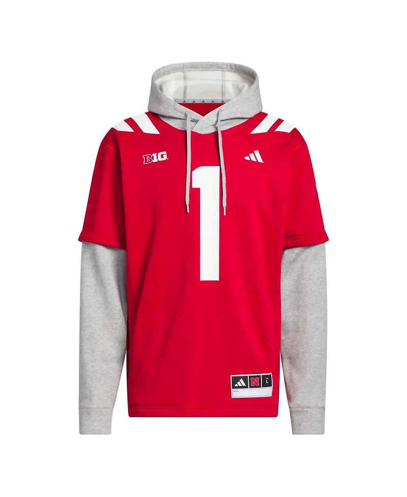 Adidas Men's 1 Scarlet Nebraska Huskers Home Hoodie