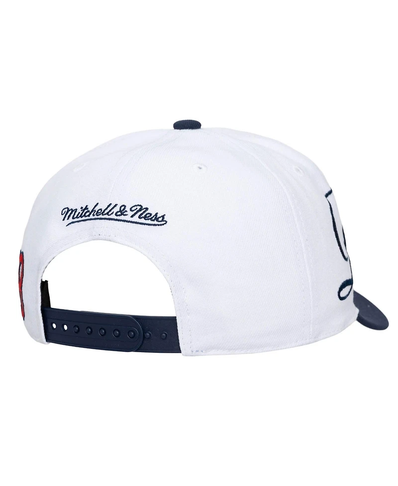 Mitchell & Ness Men's and Women's White/Navy Boston Red Sox Xl Script Pro Crown Adjustable Hat