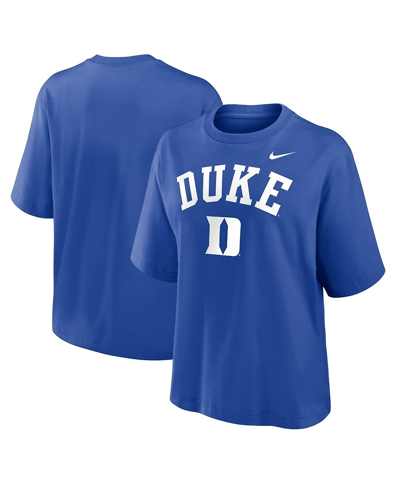 Nike Women's Royal Duke Blue Devils Arch Logo Boxy T-Shirt