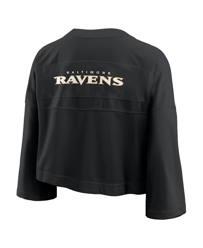 Nike Women's Black Baltimore Ravens Rewind Cropped Mesh Dri-fit Fashion Jersey