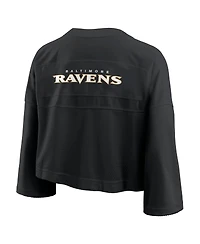 Nike Women's Black Baltimore Ravens Rewind Cropped Mesh Dri-fit Fashion Jersey