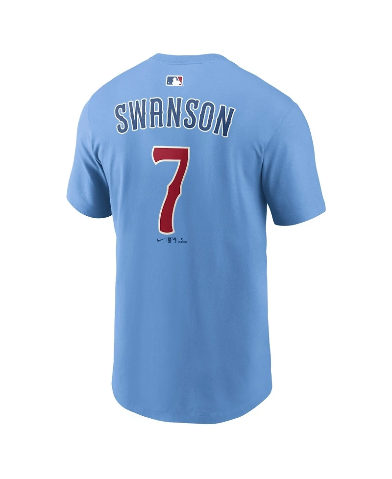 Nike Men's Dansby Swanson Light Blue Chicago Cubs Name Number T-Shirt