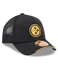 New Era Men's Black Pittsburgh Steelers 2026 Sideline Apex 9FORTY Adjustable Trucker Hat
