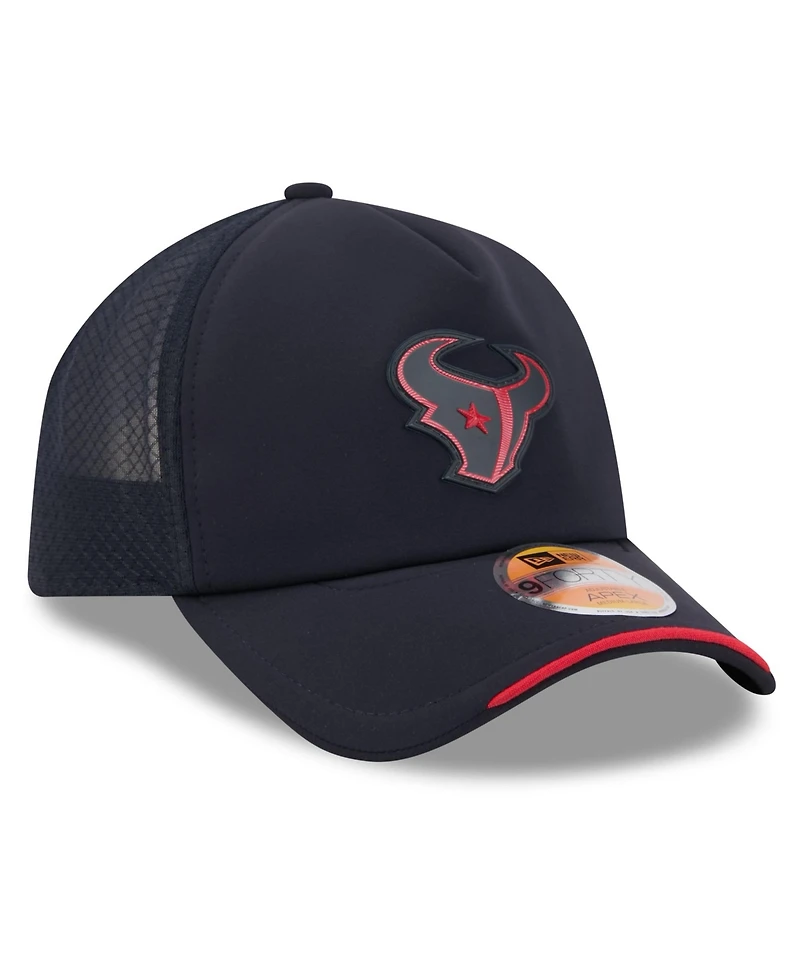 New Era Men's Navy Houston Texans 2026 Sideline Apex 9FORTY Adjustable Trucker Hat