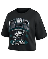Fanatics Women's Black Philadelphia Eagles Americana Cropped T-Shirt