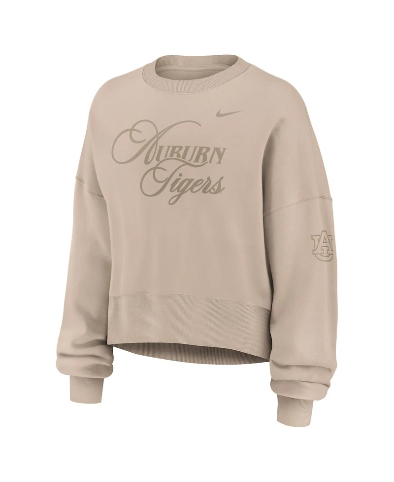 Nike Women's Tan Auburn Tigers Neutral Stance Collection Oversized Phoenix Fleece Sweatshirt