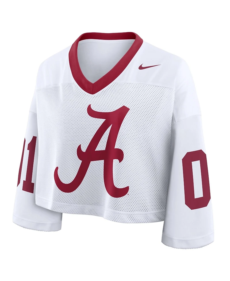 Nike Women's White Alabama Crimson Tide Oversized Logo Cropped Fashion Jersey
