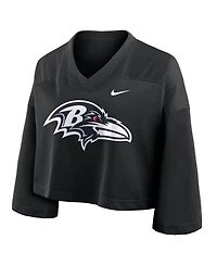 Nike Women's Black Baltimore Ravens Rewind Cropped Mesh Dri-fit Fashion Jersey