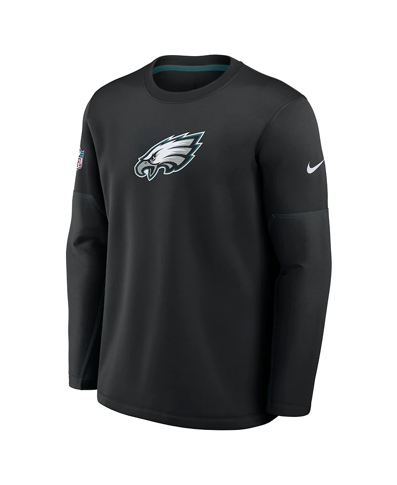 Nike Men's Black Philadelphia Eagles Sideline Coaches Team Present Midweight Therma-fit Sweatshirt