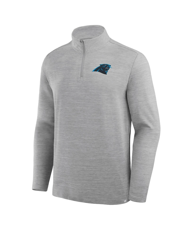 Fanatics Men's Heather Gray Carolina Panthers Clutch Quarter-Zip Pullover Sweatshirt
