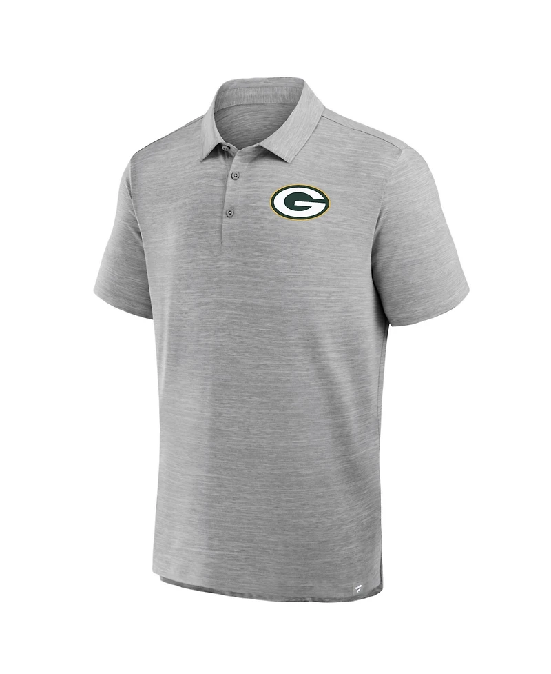 Fanatics Men's Heather Gray Green Bay Packers Clutch Polo Shirt