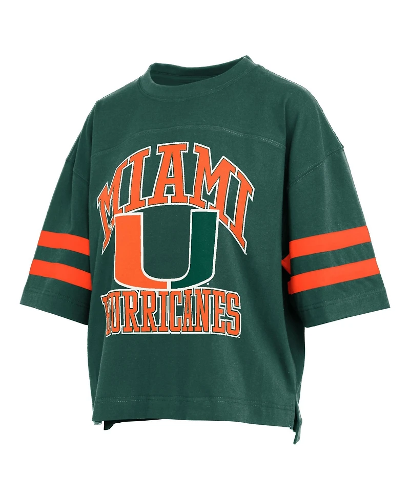 Pressbox Women's Green Miami Hurricanes Wayne Tyler Cropped T-Shirt